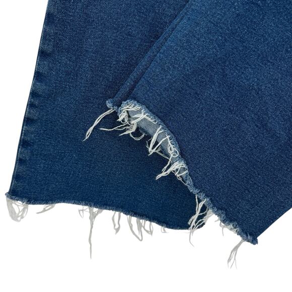 Good American Palazzo Jeans SZ 8 29 Womens Blue Raw Hem Flare Cropped Stretch - Picture 8 of 11